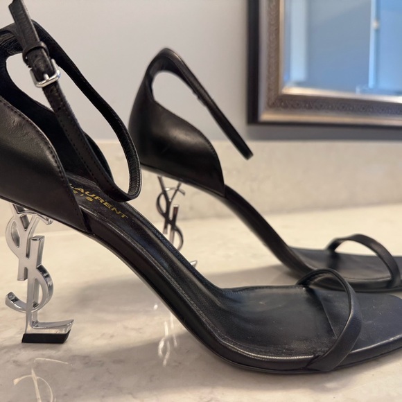 Yves Saint Laurent Opyum 85mm, Black leather & nickel, sz. 40 - Picture 2 of 8